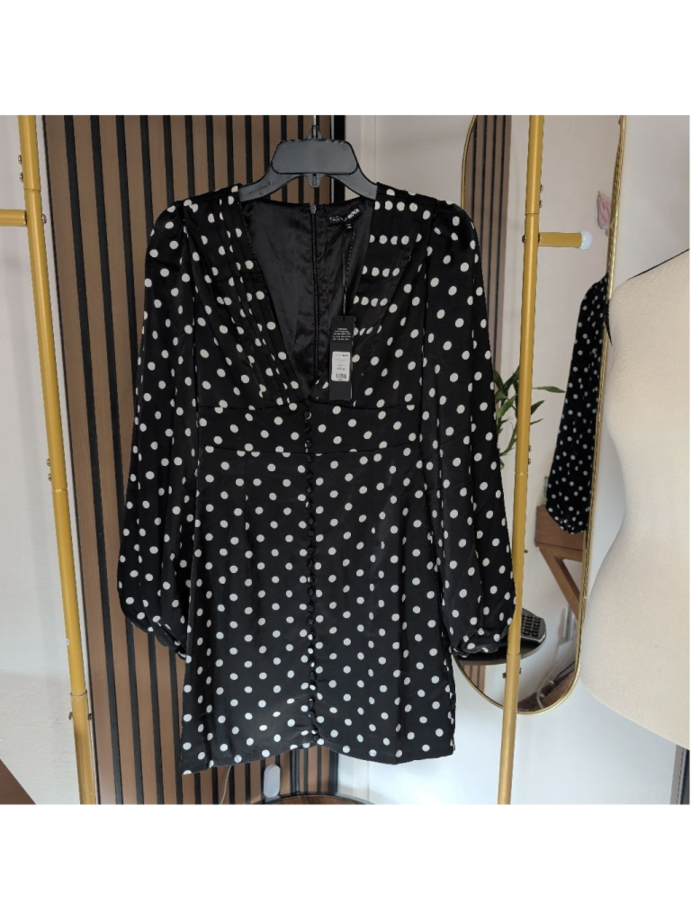 Fashion Nova Celeste Polka Dot Satin Mini Dress. XS - Picture 7 of 11